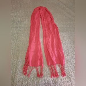 Hot Pink Scarf With Fringe